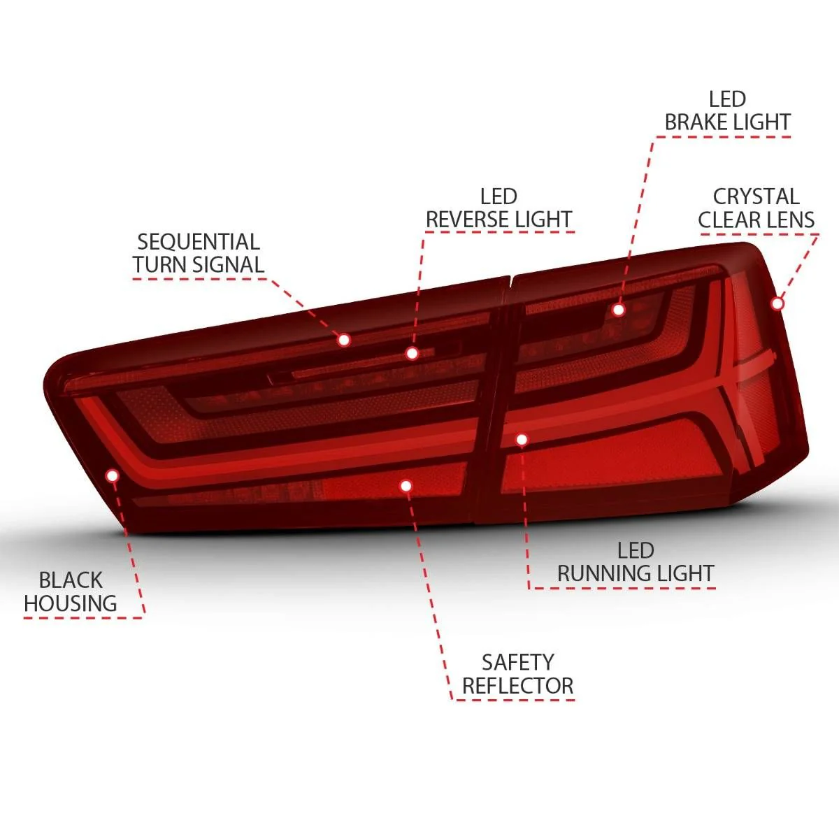 ANZO Audi A6/S6 (C7) LED Tail Lights w/ Sequential Turn Signals - Image 4
