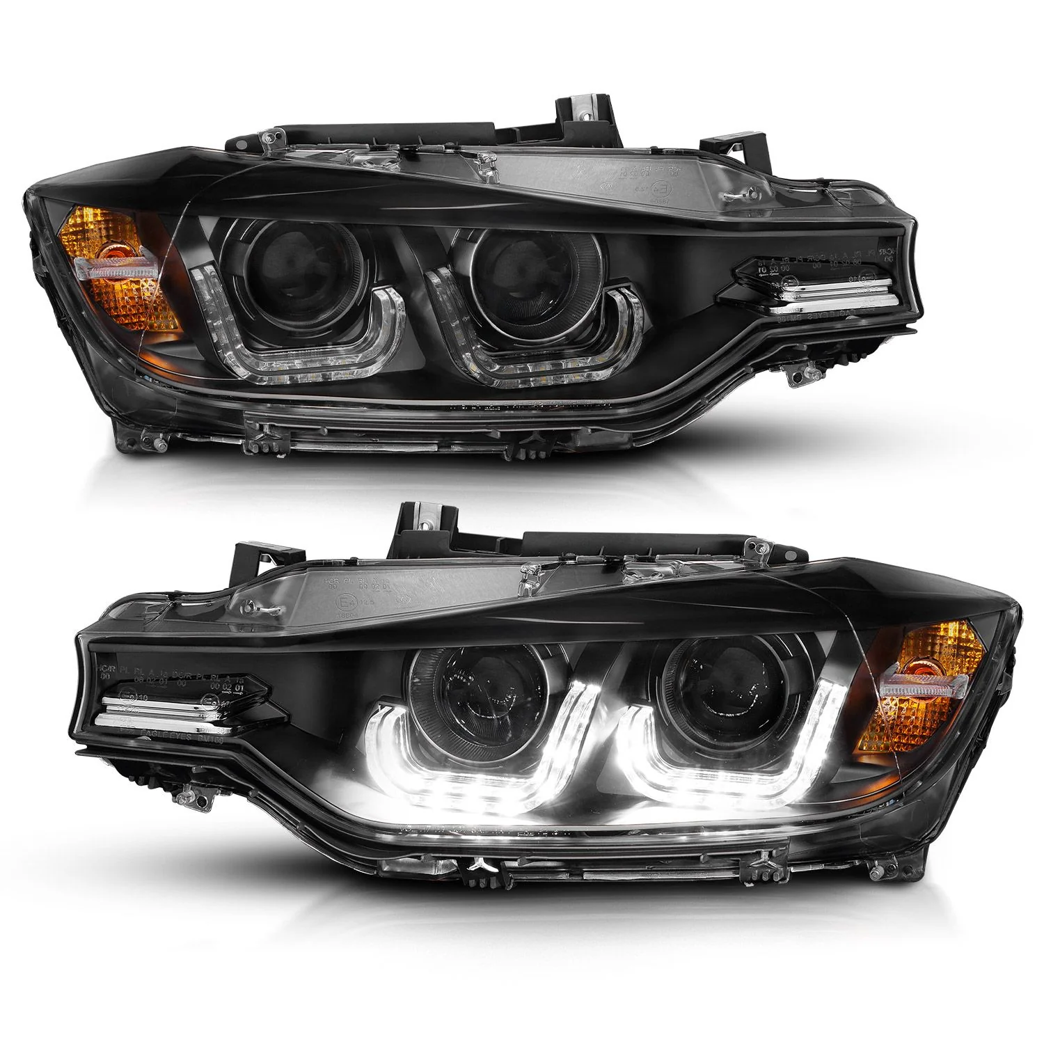 ANZO BMW F30 (2012-2015) 3-Series Projector Headlights w/ U-Bar Black