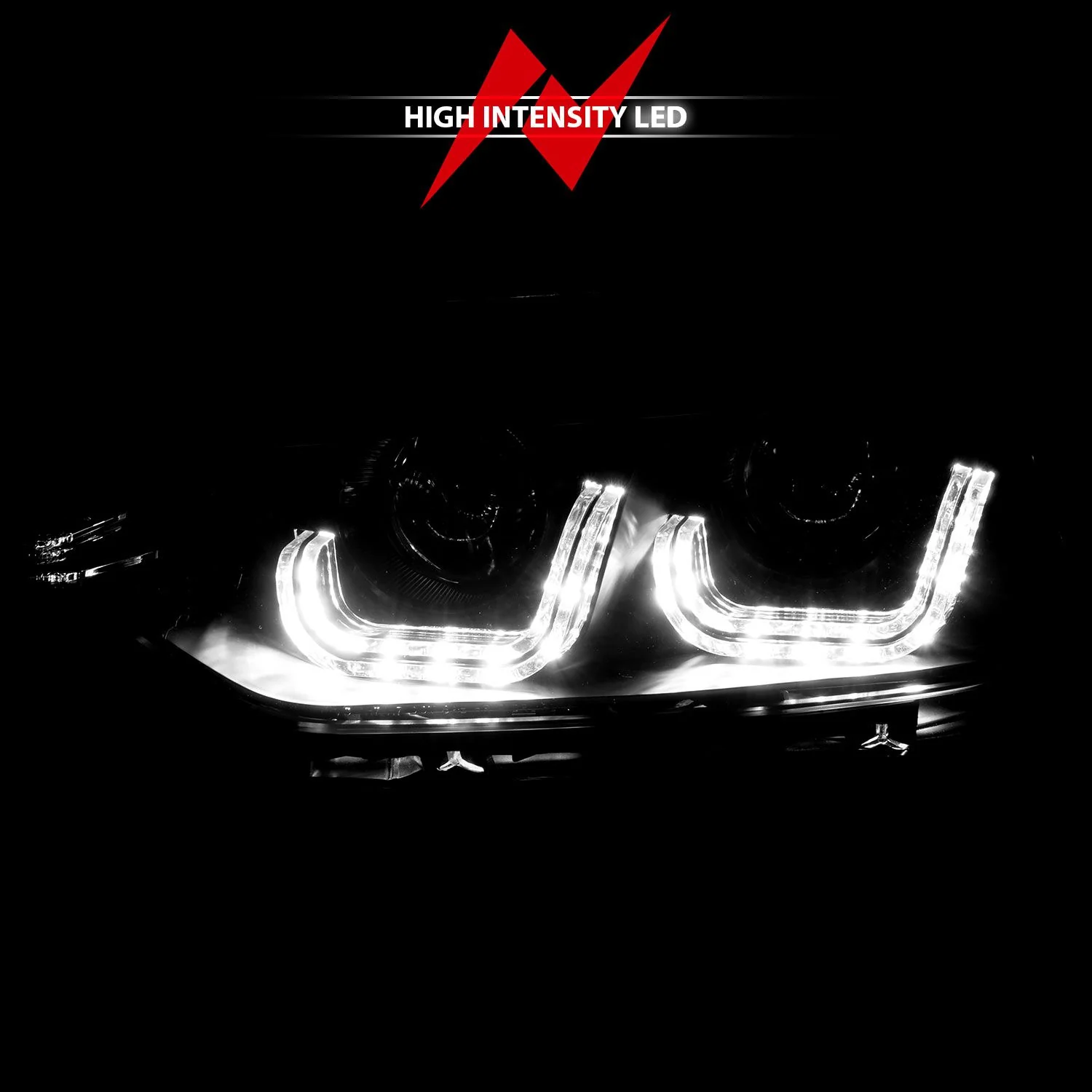 ANZO BMW F30 (2012-2015) 3-Series Projector Headlights w/ U-Bar Black - Image 6