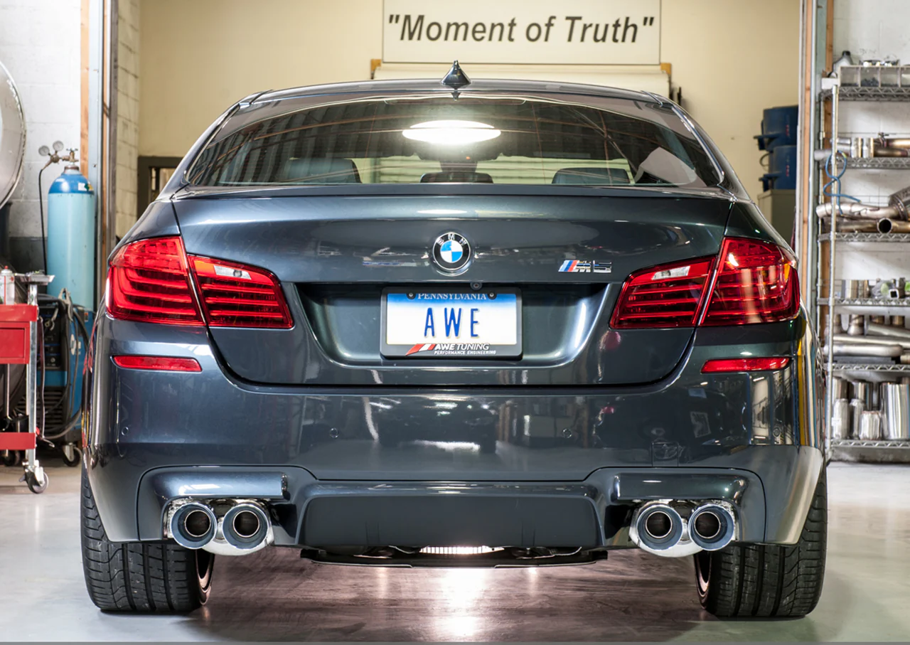 AWE Touring Edition Axle Back Exhaust for BMW F10 M5, Chrome Silver Tips - Image 2