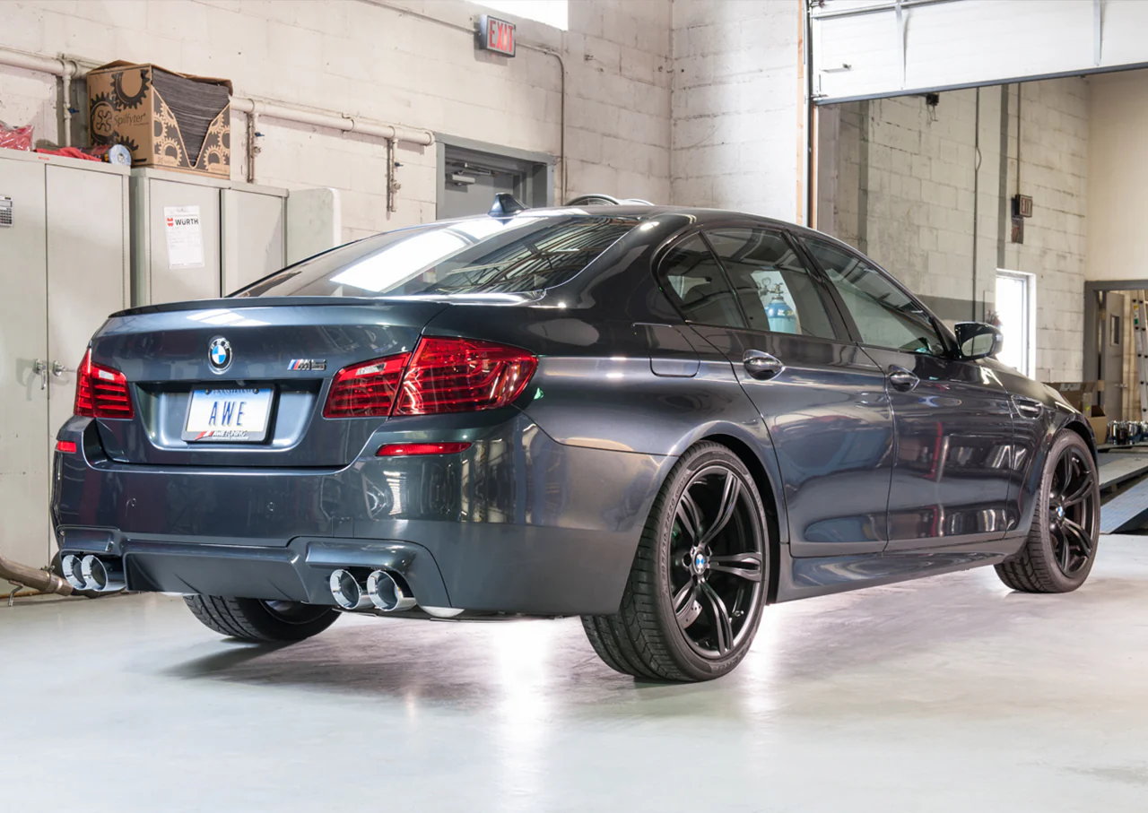 AWE Touring Edition Axle Back Exhaust for BMW F10 M5, Chrome Silver Tips - Image 4