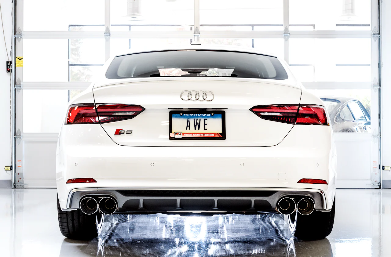 AWE Touring Edition Exhaust for Audi B9 S4 - Chrome Silver 102mm Tips - Image 3