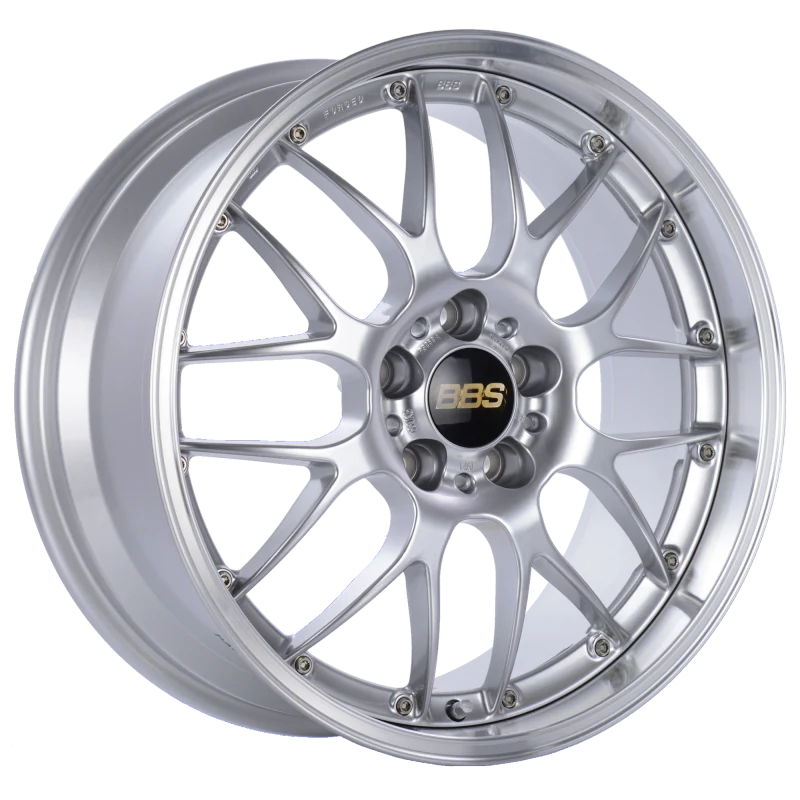 BBS RS-GT 19x9.5 5x112 ET38 Diamond Silver Center Diamond Cut Lip Wheel -82mm PFS/Clip Required