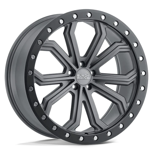 Black Rhino TRABUCO 22X10 5X112 ET40 MATTE GUNMETAL W/ BLACK RING & SILVER BOLTS