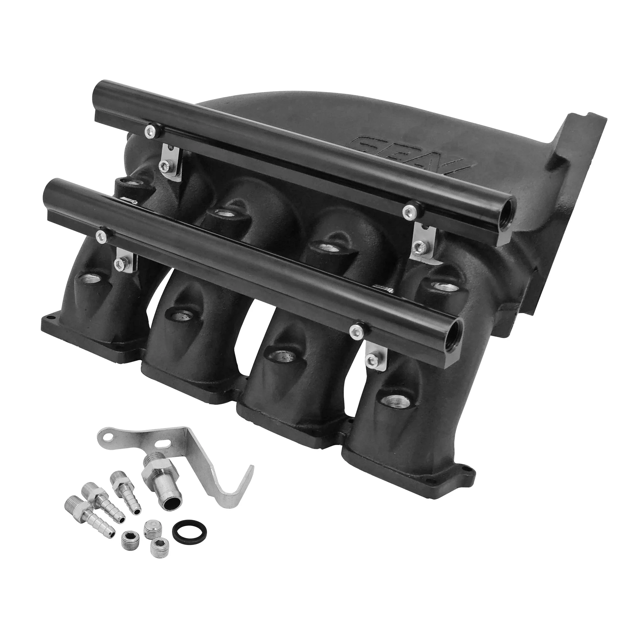 SPA TURBO Cast Aluminum Intake Manifold for transverse VW/AUDI 1.8T with 8 injectors Fuel Rail Kit (right side without throttle bolt holes) - Black