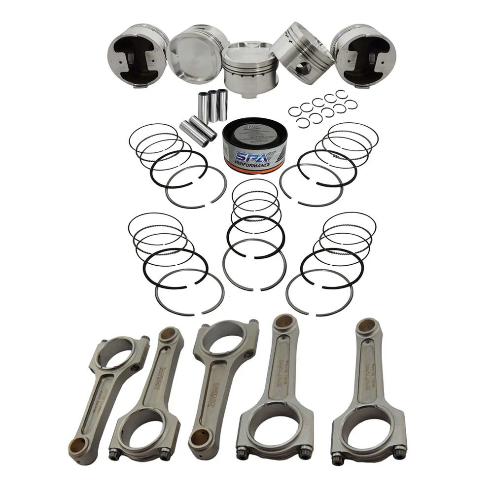 SPA TURBO Forged piston and rings set 83.5mm + 144mm x 20mm High Performance Basic Connecting Rod Set 7/16" bolt (1100hp) for Fiat/Lancia inline 5cyl 20V