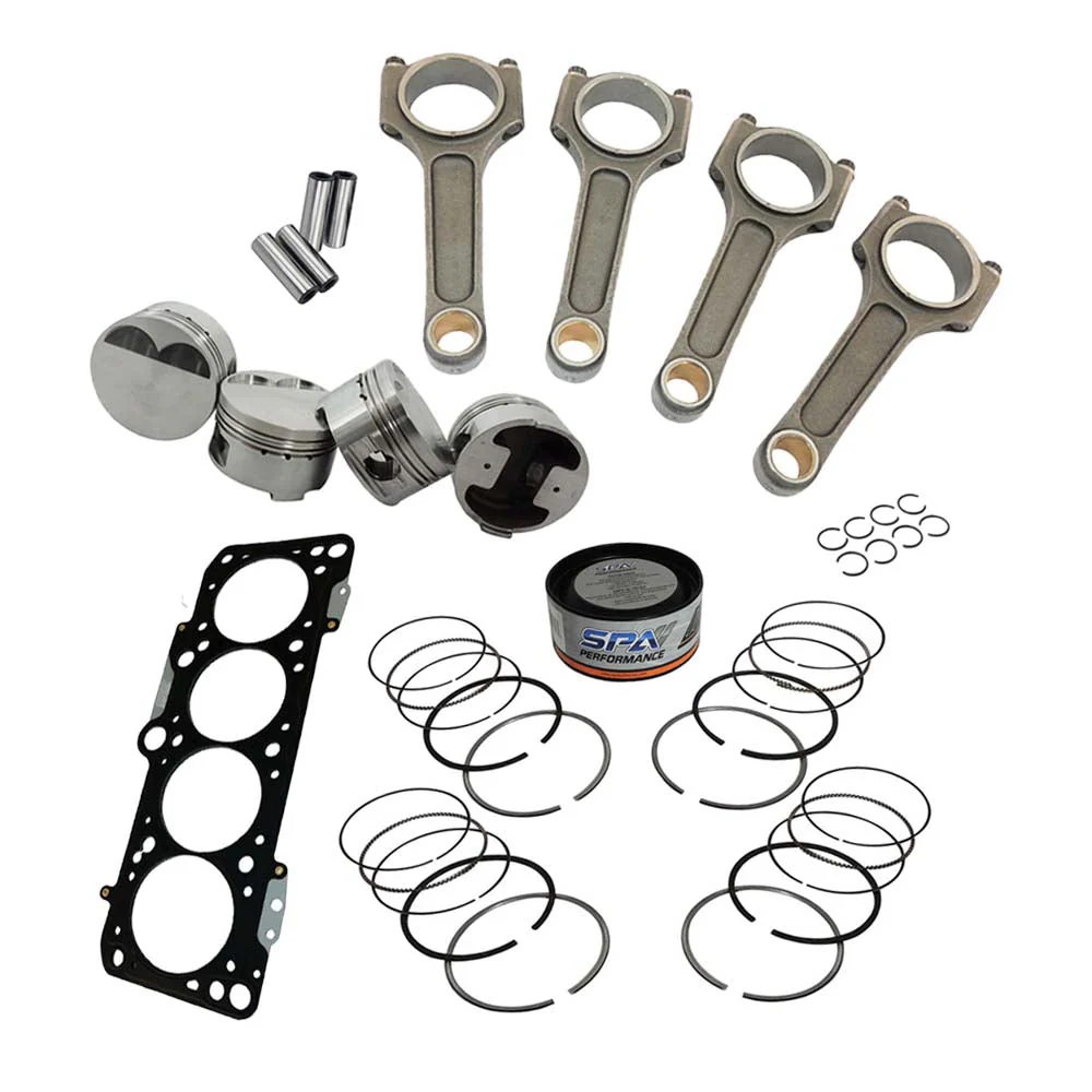 Forged piston and rings set 83.5mm VW 9A 2.0L 16V + VW 144mm x 20mm High Performance Connecting Rod Set 7/16" bolt (1100hp) + Decompression Head Gasket Spacer - 1.5mm