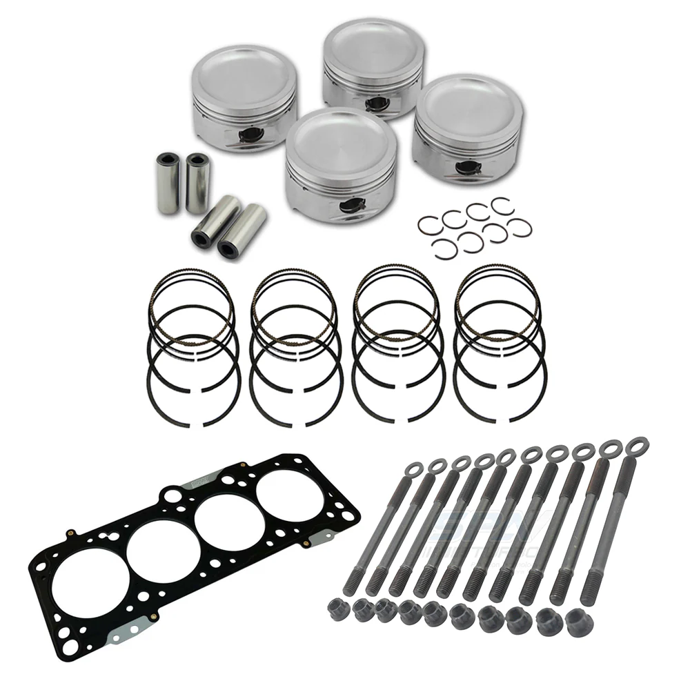 SPA TURBO Forged piston and rings set 83mm VW ABA 2.0L 8V + Decompression Head Gasket Spacer - 1.5mm + Head stud set