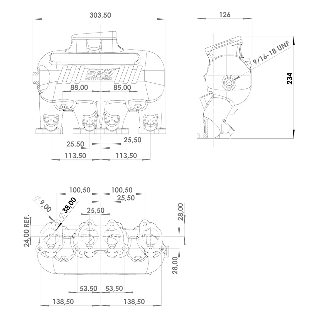 SPA TURBO INTAKE MANIFOLD VW 8V CROSS FLOW LONGITUDINAL - 4 INJECTORS - WITHOUT BOLT HOLES - Image 9