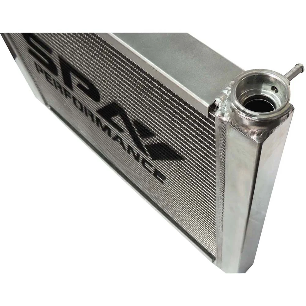 SPA TURBO Lightweight Late Model Radiator - Double Pass - 26.8" x 19.6" + Power Steering Tank Firewall Mount (Right Inlet) - Red Cap - Image 9