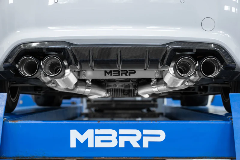 MBRP 18-22 BMW M2 Competition 3.0L T304 SS 3in Resonator-Back Exhaust Quad Rear w/ Carbon Fiber Tips - Image 2