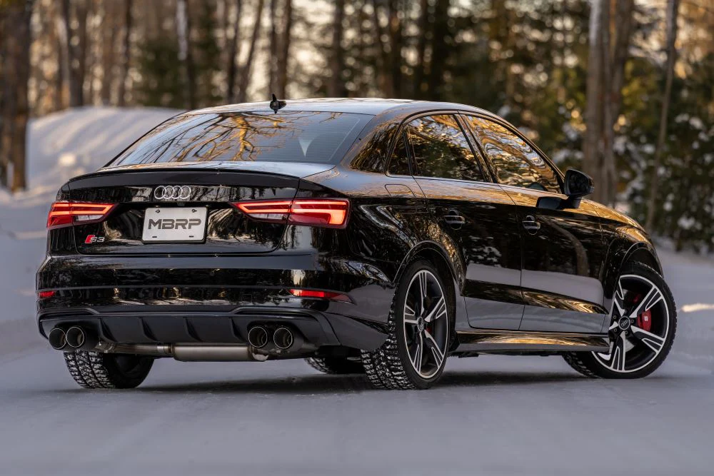 MBRP Armor Pro Series 3" Cat Back Exhaust, Quad Split Rear Exit w/ Carbon Fiber Tips (Active Exhaust) - Audi 8V S3