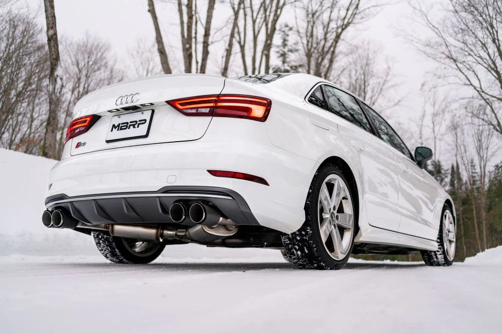 MBRP Armor Pro Series 3" Cat Back Exhaust, Quad Split Rear Exit w/ Carbon Fiber Tips (Active Exhaust) - Audi 8V S3 - Image 15