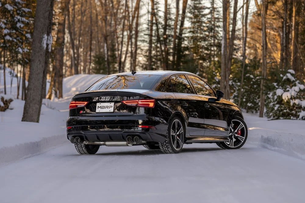 MBRP Armor Pro Series 3" Cat Back Exhaust, Quad Split Rear Exit w/ Carbon Fiber Tips (Active Exhaust) - Audi 8V S3 - Image 9