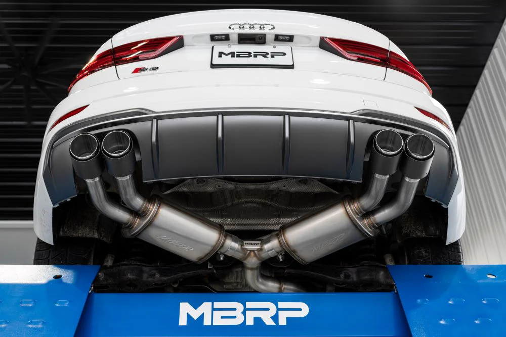 MBRP Armor Pro Series 3" Cat Back Exhaust, Quad Split Rear Exit w/ Carbon Fiber Tips - Audi 8V S3
