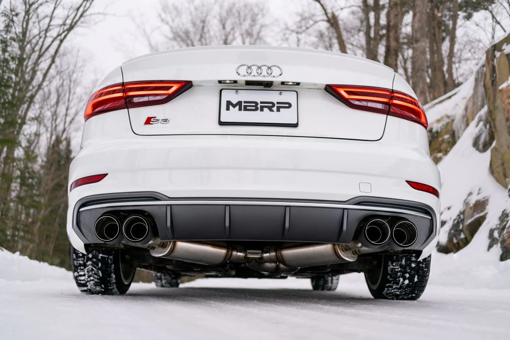 MBRP Armor Pro Series 3" Cat Back Exhaust, Quad Split Rear Exit w/ Carbon Fiber Tips - Audi 8V S3 - Image 6