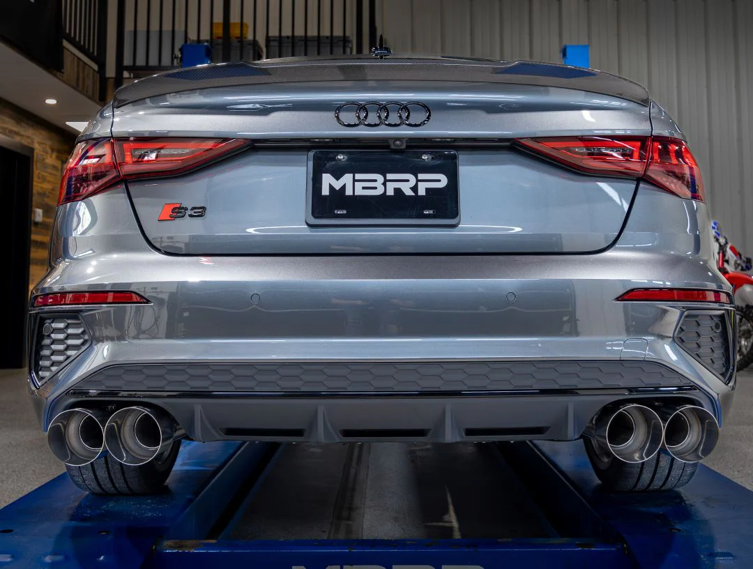 MBRP Armor Pro Series 3" Cat Back Exhaust, Quad Split Rear Exit w/ Carbon Fiber Tips (Valve Delete) - Audi 8Y S3 - Image 2