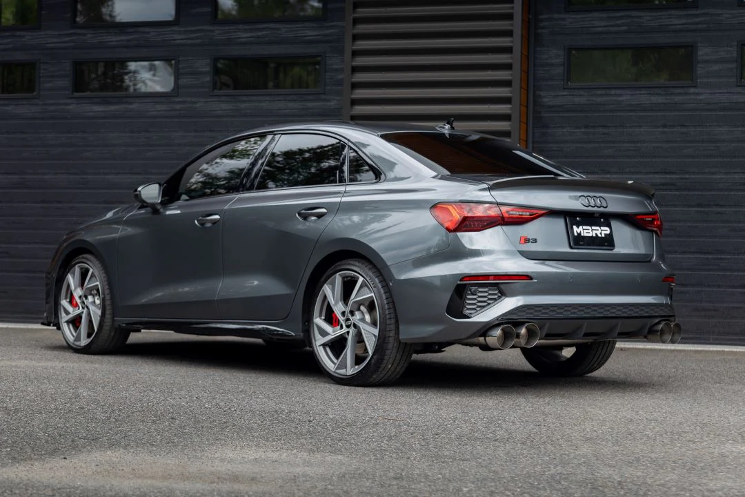 MBRP Armor Pro Series 3" Cat Back Exhaust, Quad Split Rear Exit w/ Carbon Fiber Tips (Valve Delete) - Audi 8Y S3 - Image 8