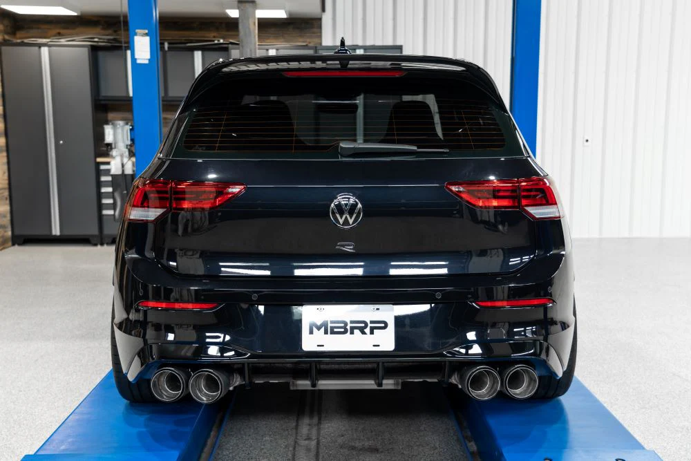 MBRP Volkswagen Golf R MK8 3" Cat-Back Quad Rear Exit w/ Carbon Fiber Tips (Active Exhaust) - Image 2