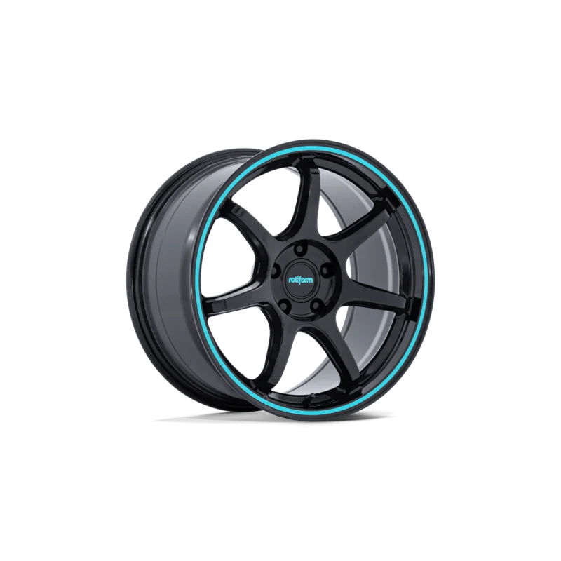 Rotiform BPU 18X9.5 5X120 ET38 GLOSS BLACK W/ TEAL STRIPE - Image 2