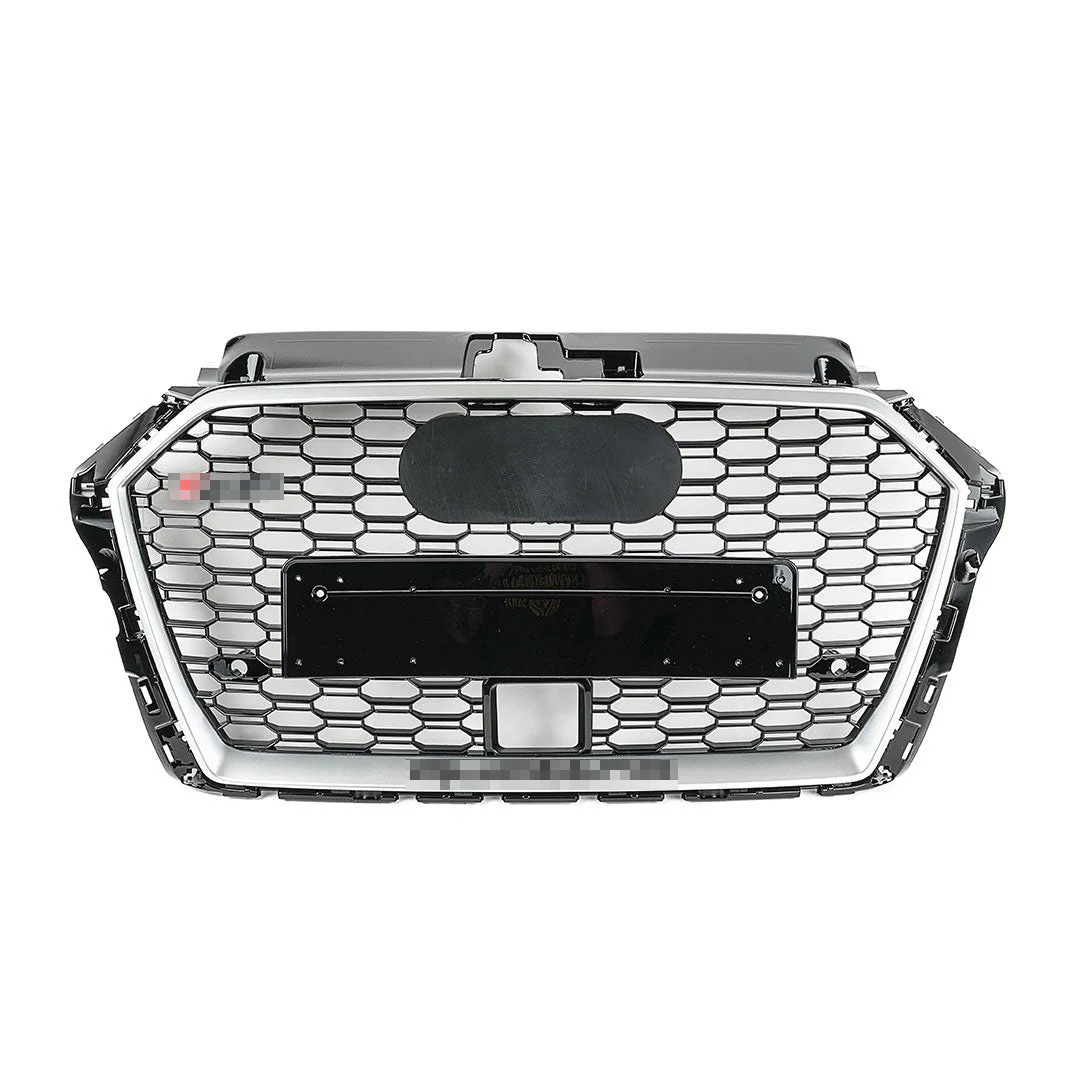 RS Style Grille for Audi 8V FACELIFT A3/S3 - Black With Silver Surround (with Active Cruise) - Black Quattro - CLEARANCE