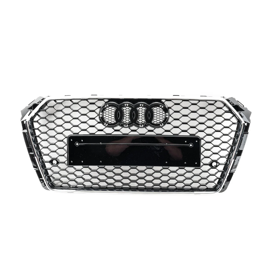 RS Style Grille for Audi B9 A4/S4 PFL (2017-2019) - Black Mesh w/ Chrome Surround & Silver Quattro