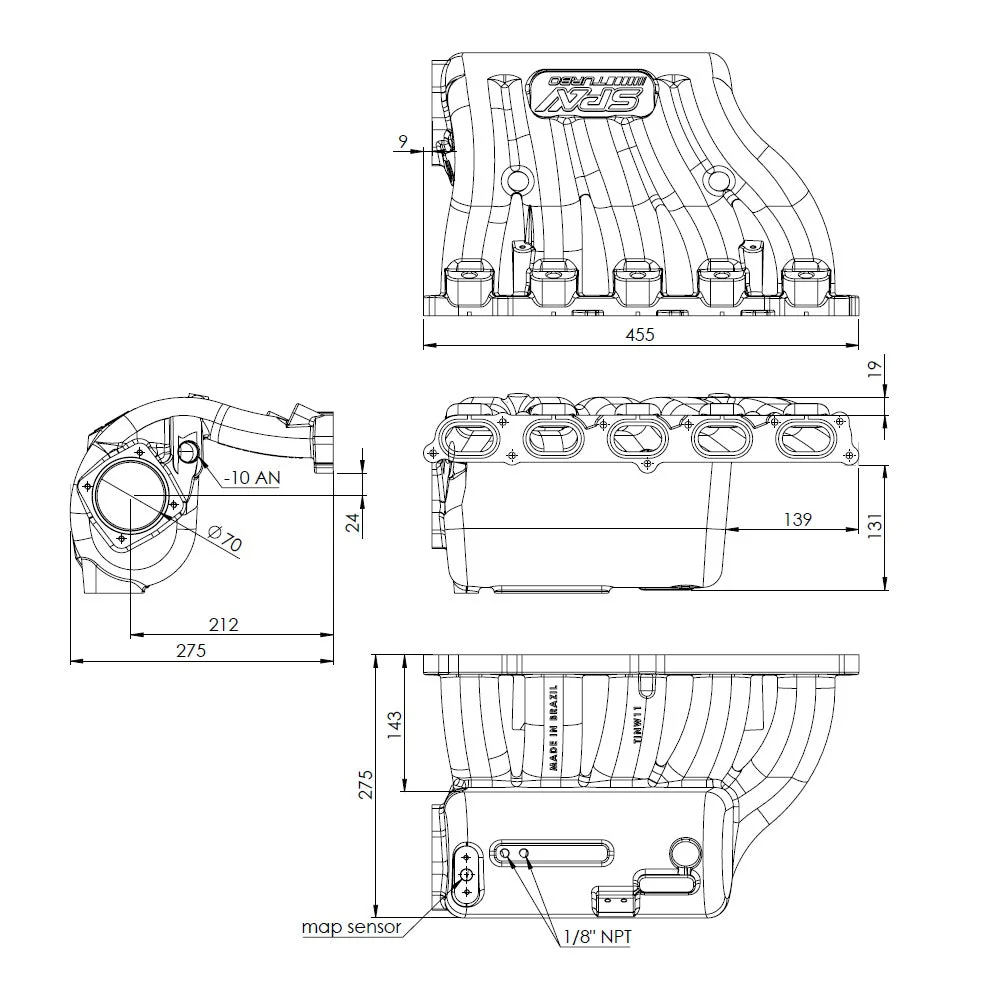 VW 2.5L 5 CYLINDER 20V 07K CAST ALUMINUM INTAKE MANIFOLD - WITH FUEL RAIL- PRE SALE - Image 7
