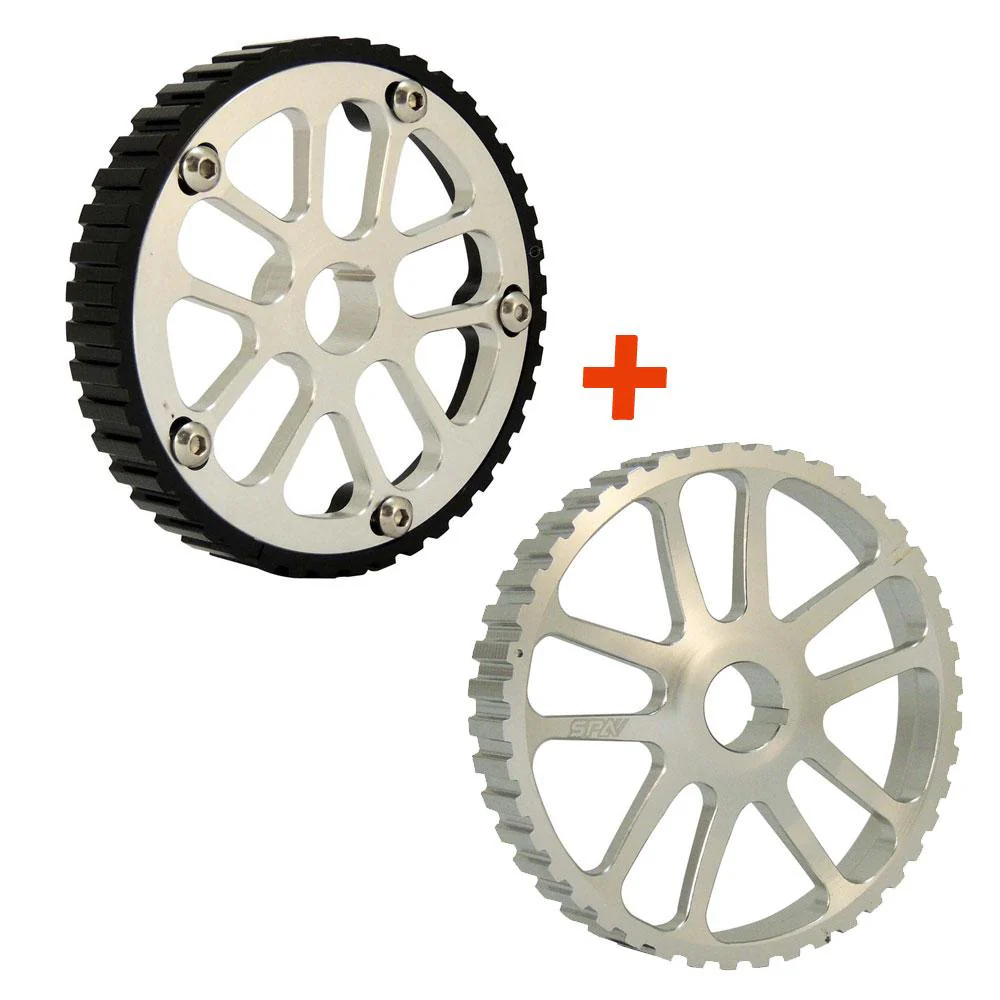 VW 74-98 8V Y series adjustable cam gear pulley + lightweight intermediate shaft pulley - Black/Silver