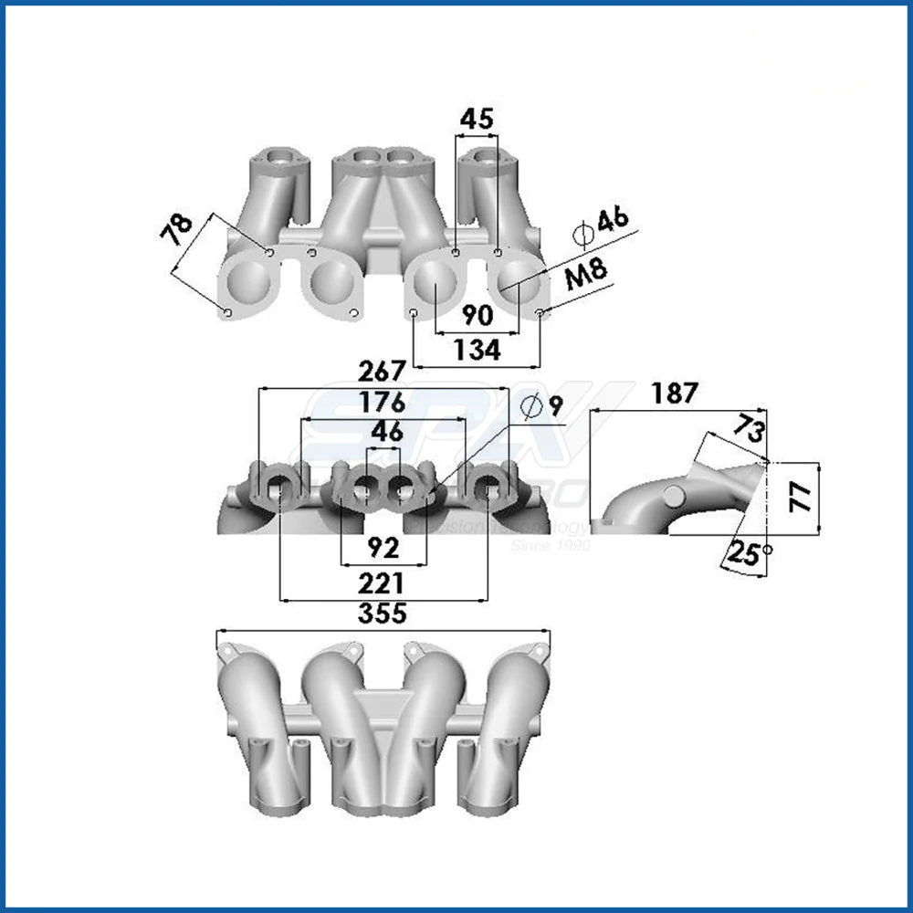 VW MKI MKII GTI 1.8L 2.0L 8v SOHC dual downdraft intake manifold - Black - Image 7