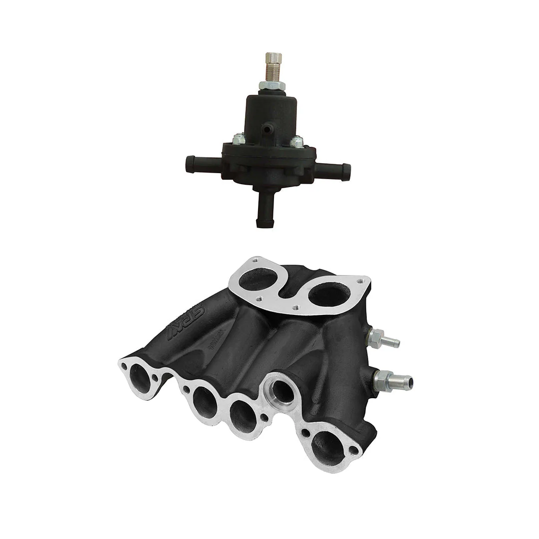 VW MKI MKII GTI 1.8L 2.0L 8V SOHC SINGLE DOWNDRAFT INTAKE MANIFOLD - BLACK + 0-30 PSI Fuel pressure regulator + Bracket - Image 2