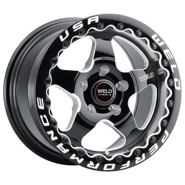 Weld Racing S904 Ventura Bead Lock 17x10 / 5x120 BP / ET42 / 7.15in BS / 78.1 CB Wheel - Gloss Black Milled